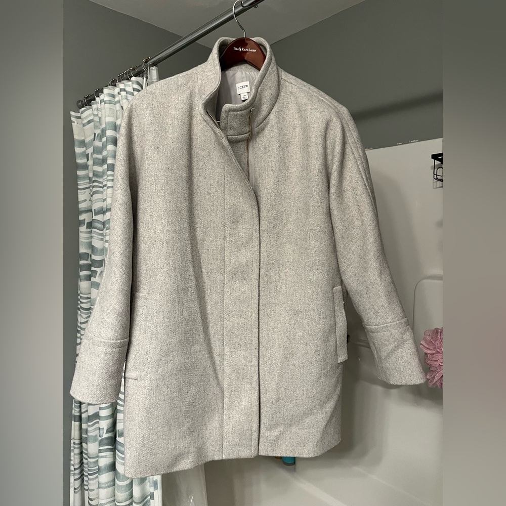 J. Crew Factory Light Gray Wool Blend Pea Coat